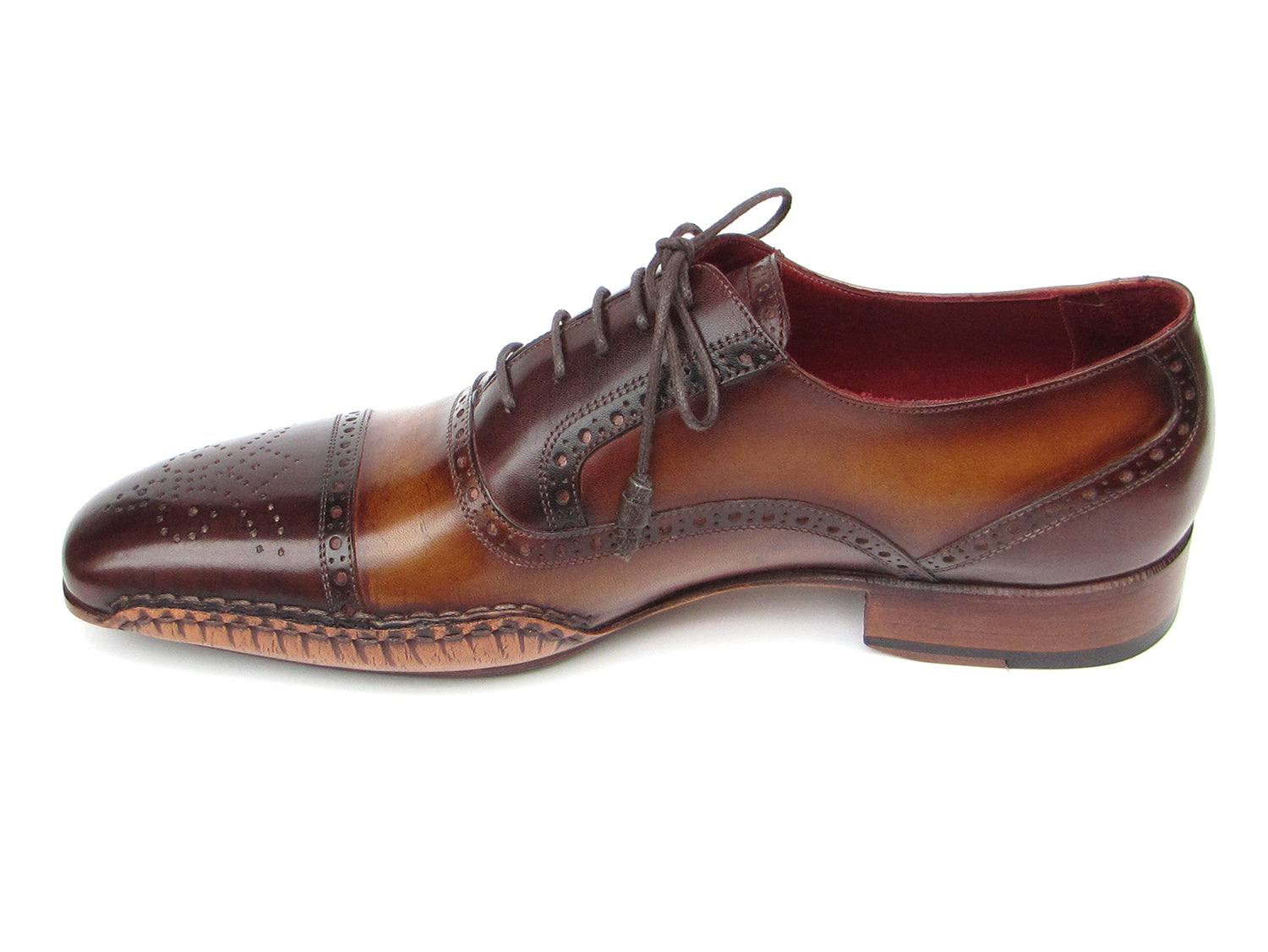 Paul Parkman Men's Captoe Oxfords Brown Hand Painted Shoes