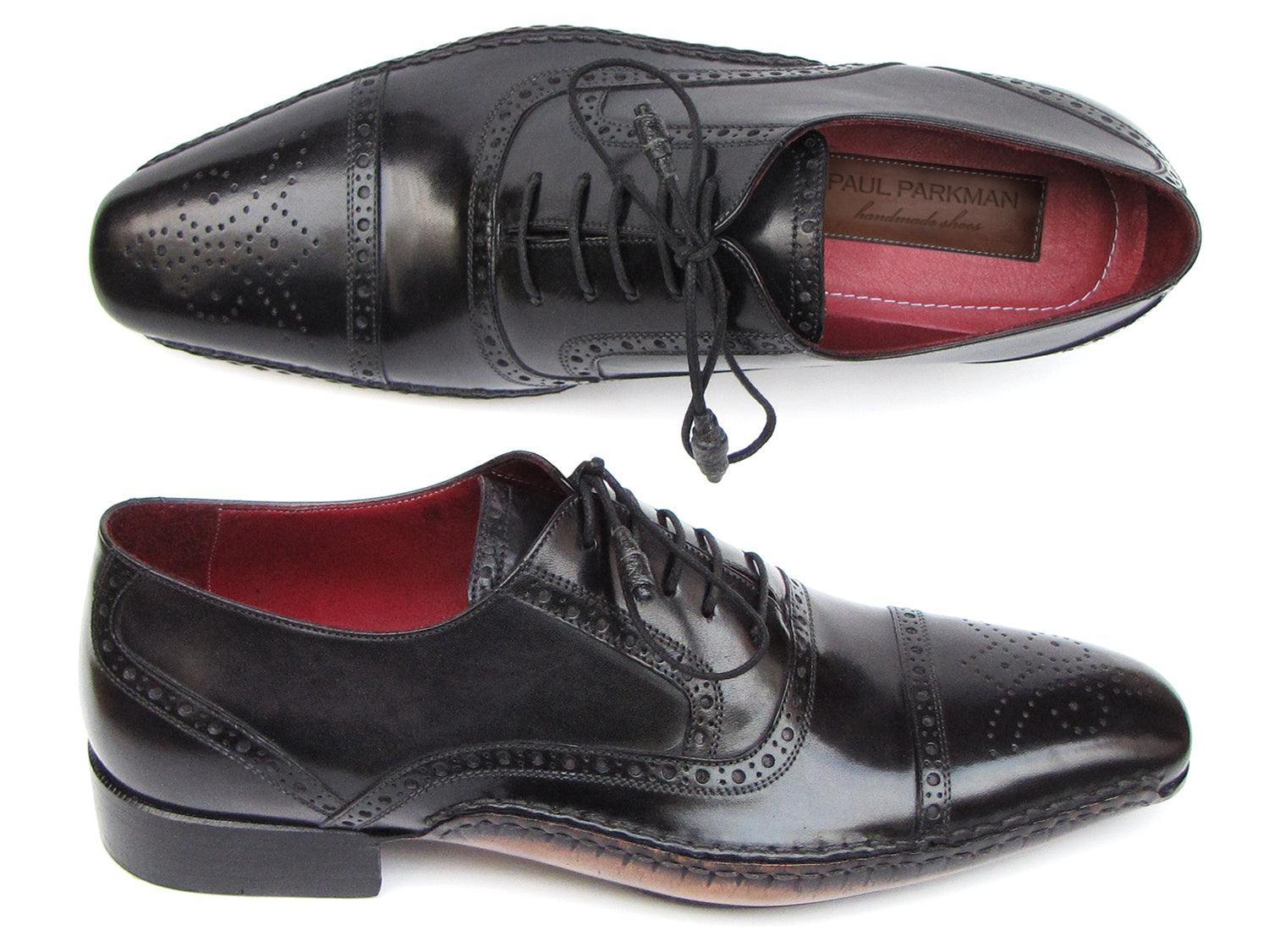 Paul Parkman Men's Captoe Oxfords Black Shoes (ID#5032-BLK)