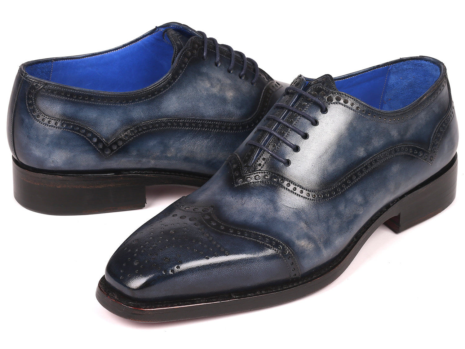 Paul Parkman Men's Goodyear Welted Oxford Shoes Navy (ID#094-NVY)