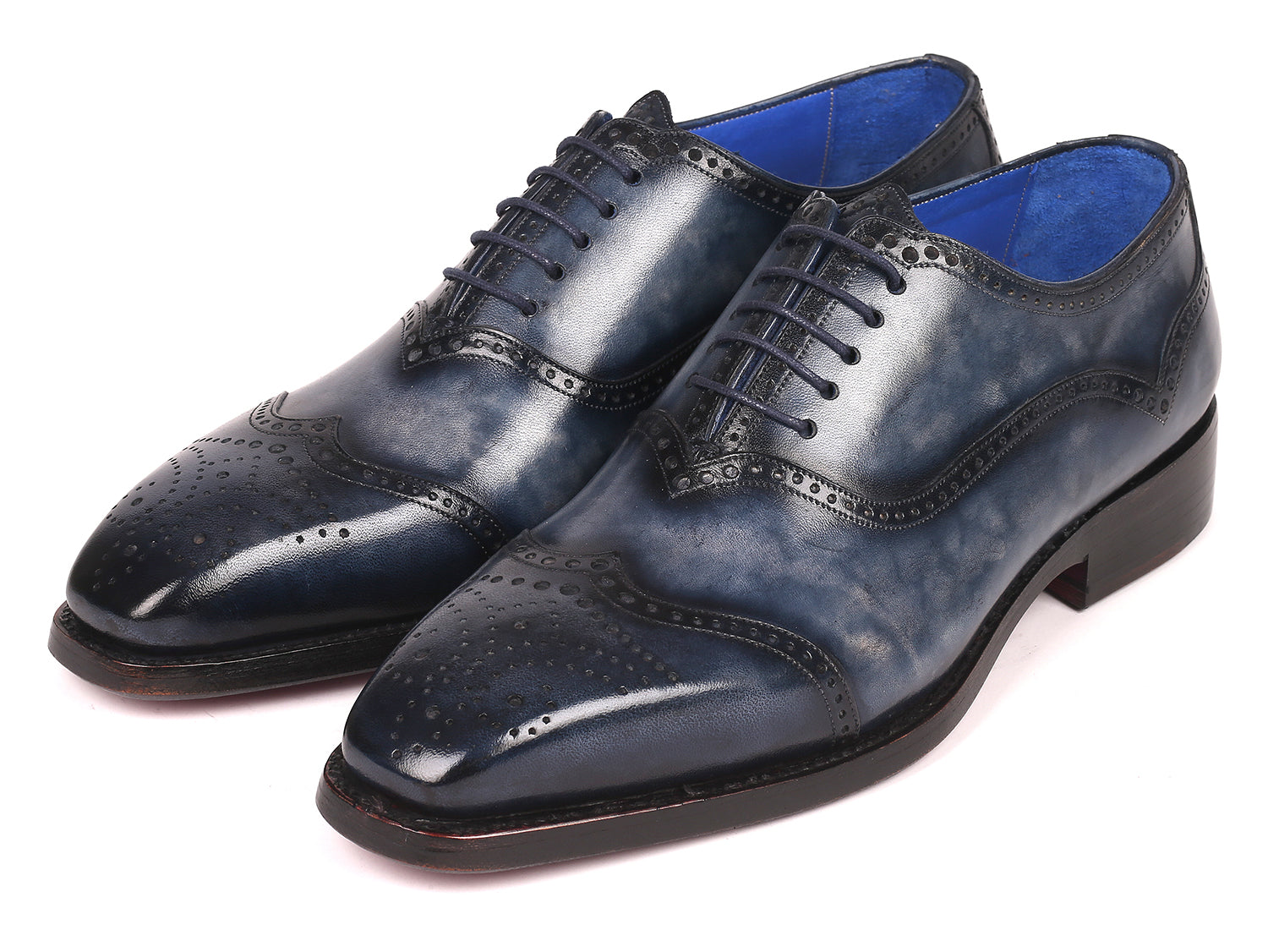 Paul Parkman Men's Goodyear Welted Oxford Shoes Navy (ID#094-NVY)