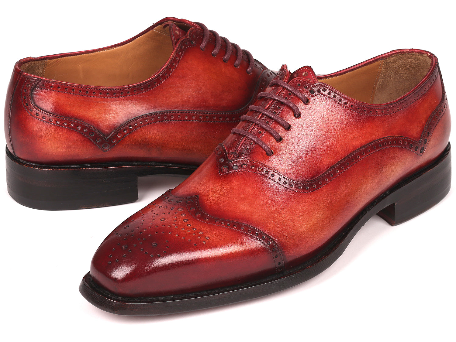 Paul Parkman Men's Goodyear Welted Oxford Shoes Reddish Brown