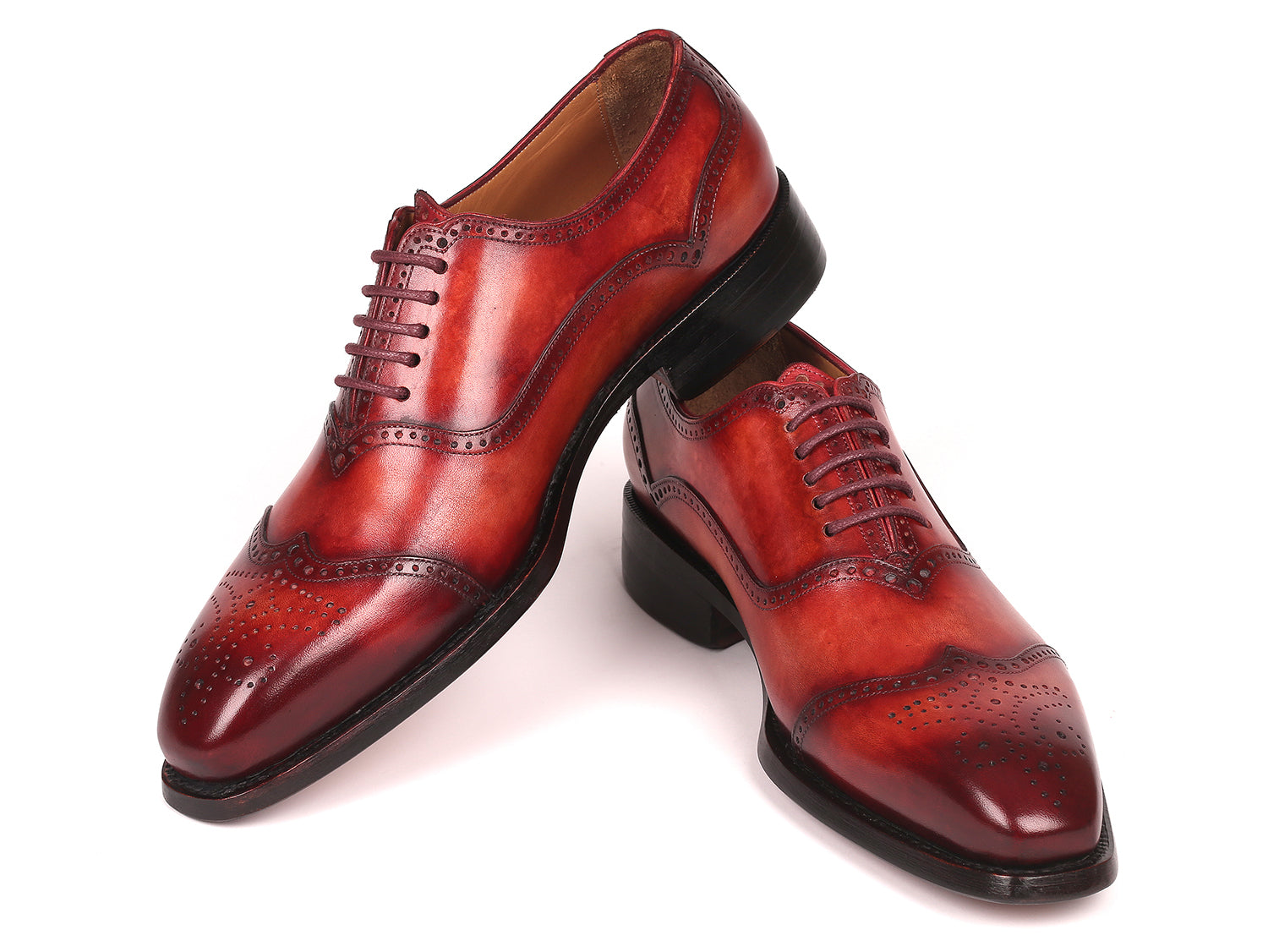 Paul Parkman Men's Goodyear Welted Oxford Shoes Reddish Brown