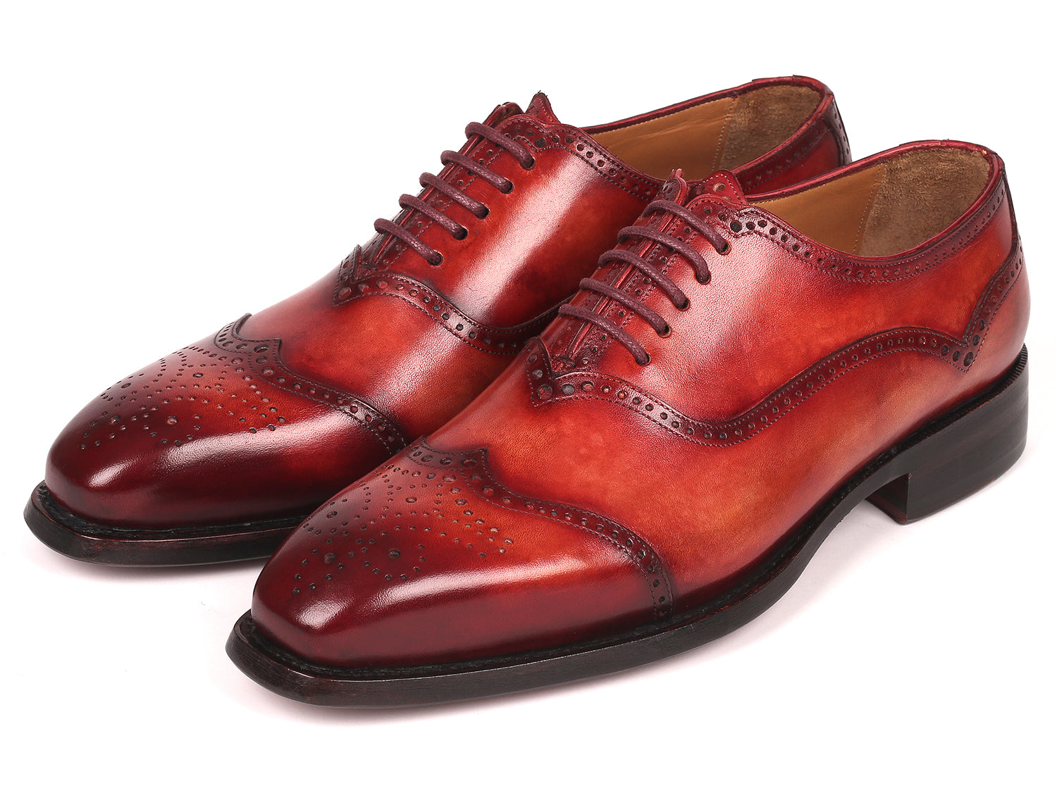 Paul Parkman Men's Goodyear Welted Oxford Shoes Reddish Brown