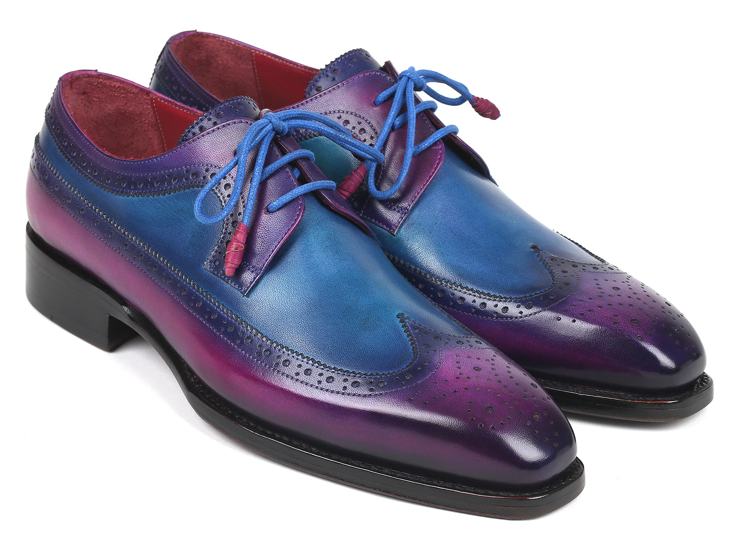 Paul Parkman Goodyear Welted Wingtip Derby Shoes Purple & Blue