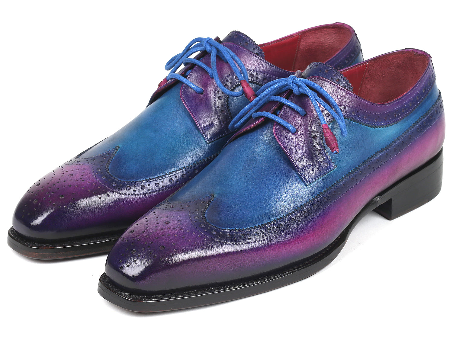 Paul Parkman Goodyear Welted Wingtip Derby Shoes Purple & Blue