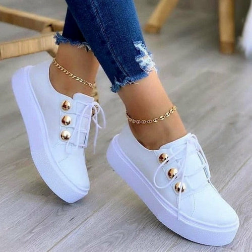 Light Breathable Casual Female Flat Shoes White/Gold/Black/Rose Gold