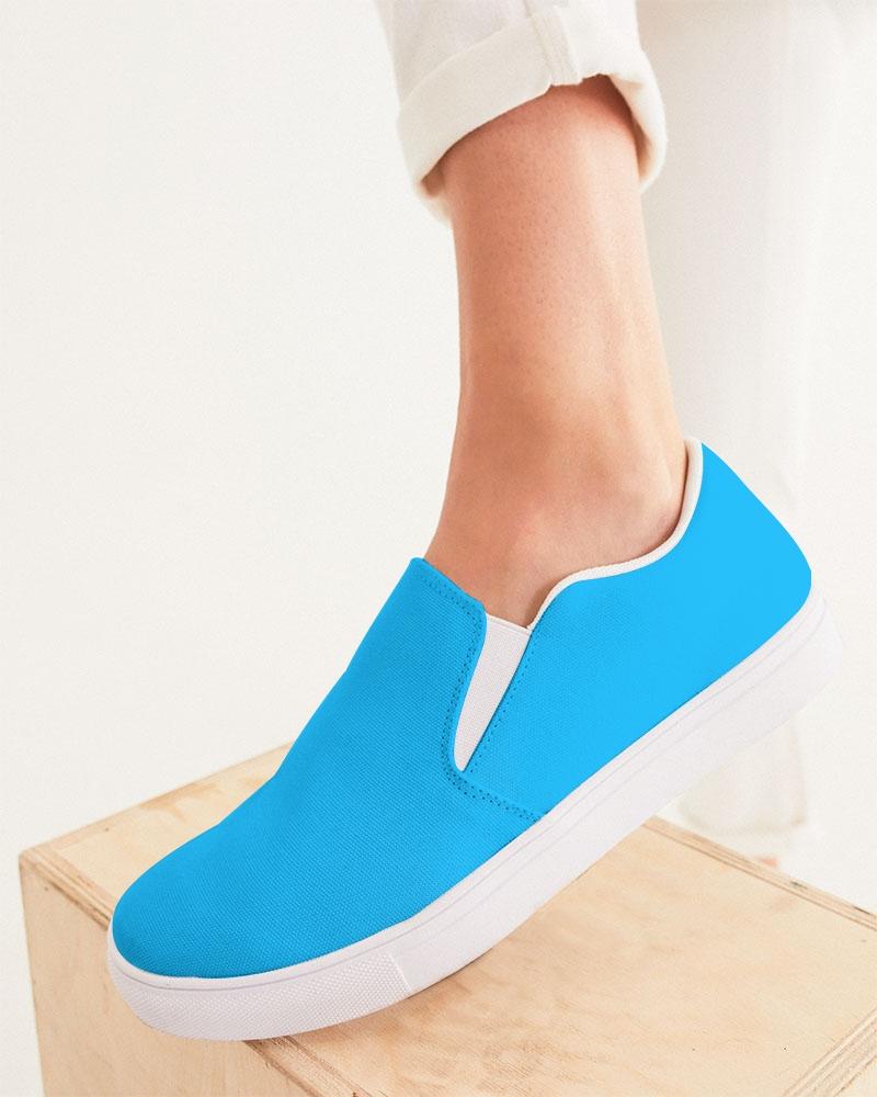 Womens Sneakers - Vibrant Blue Low Top Slip-on Canvas Sports Shoes