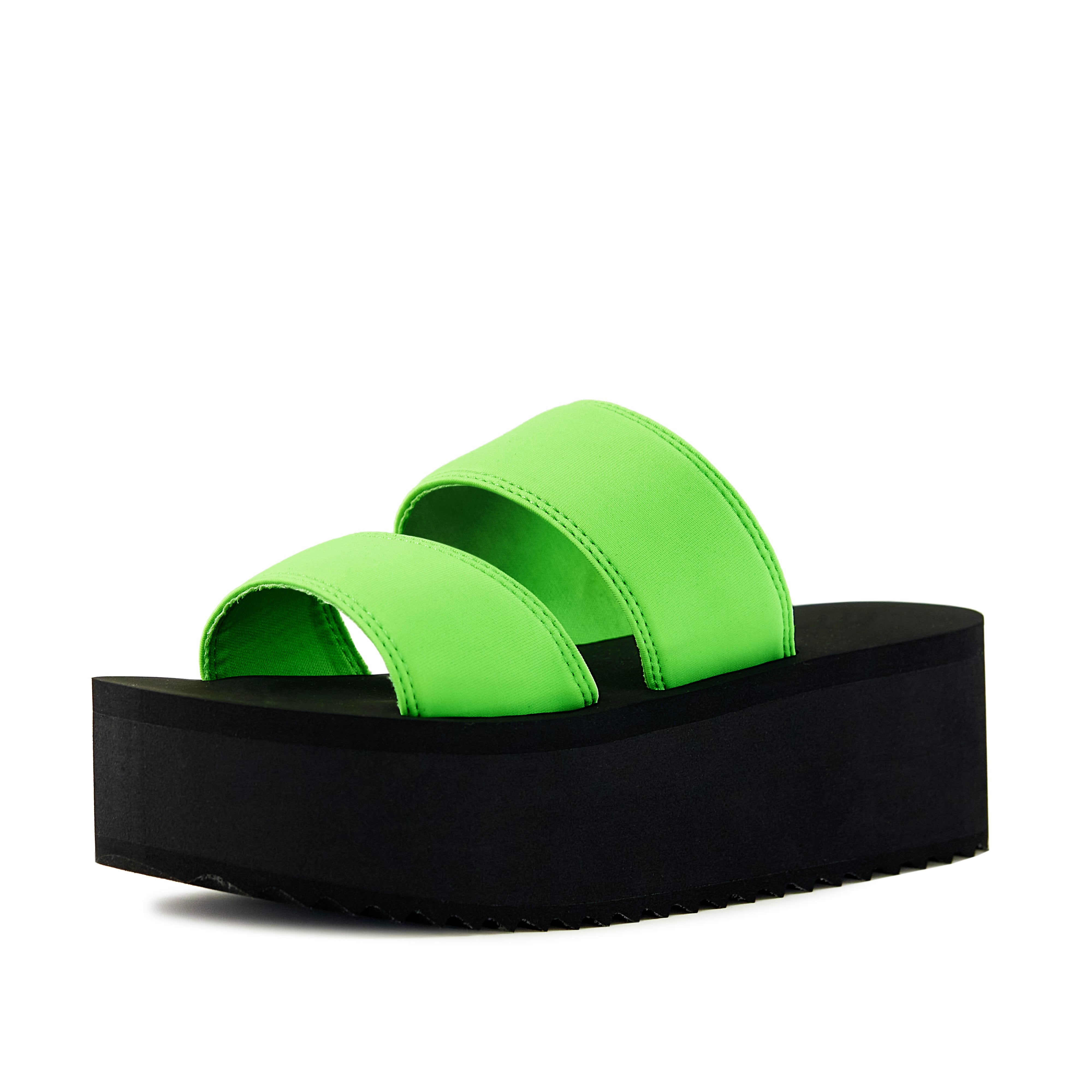 Women's Platform Sandal 2 Band Neon Green