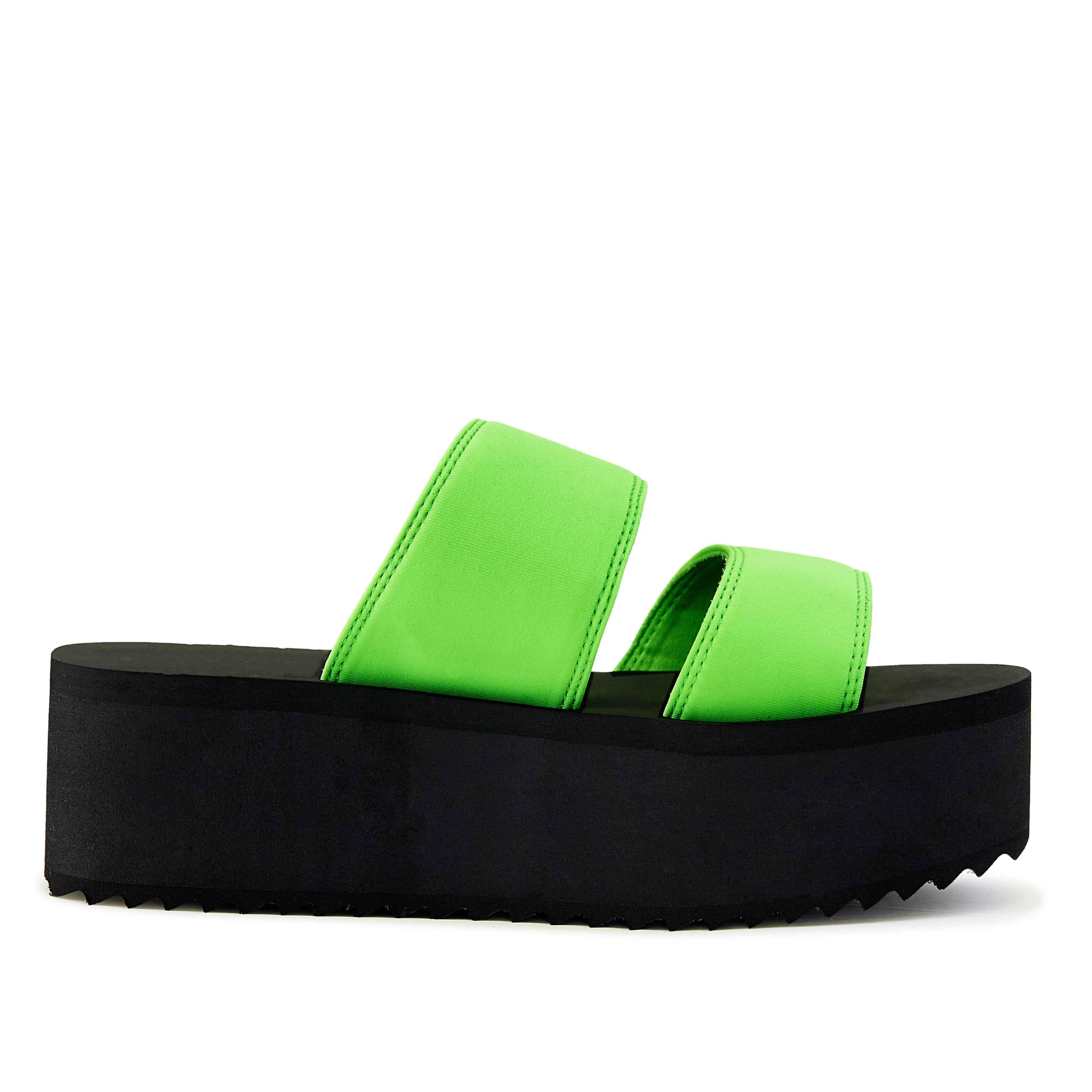 Women's Platform Sandal 2 Band Neon Green