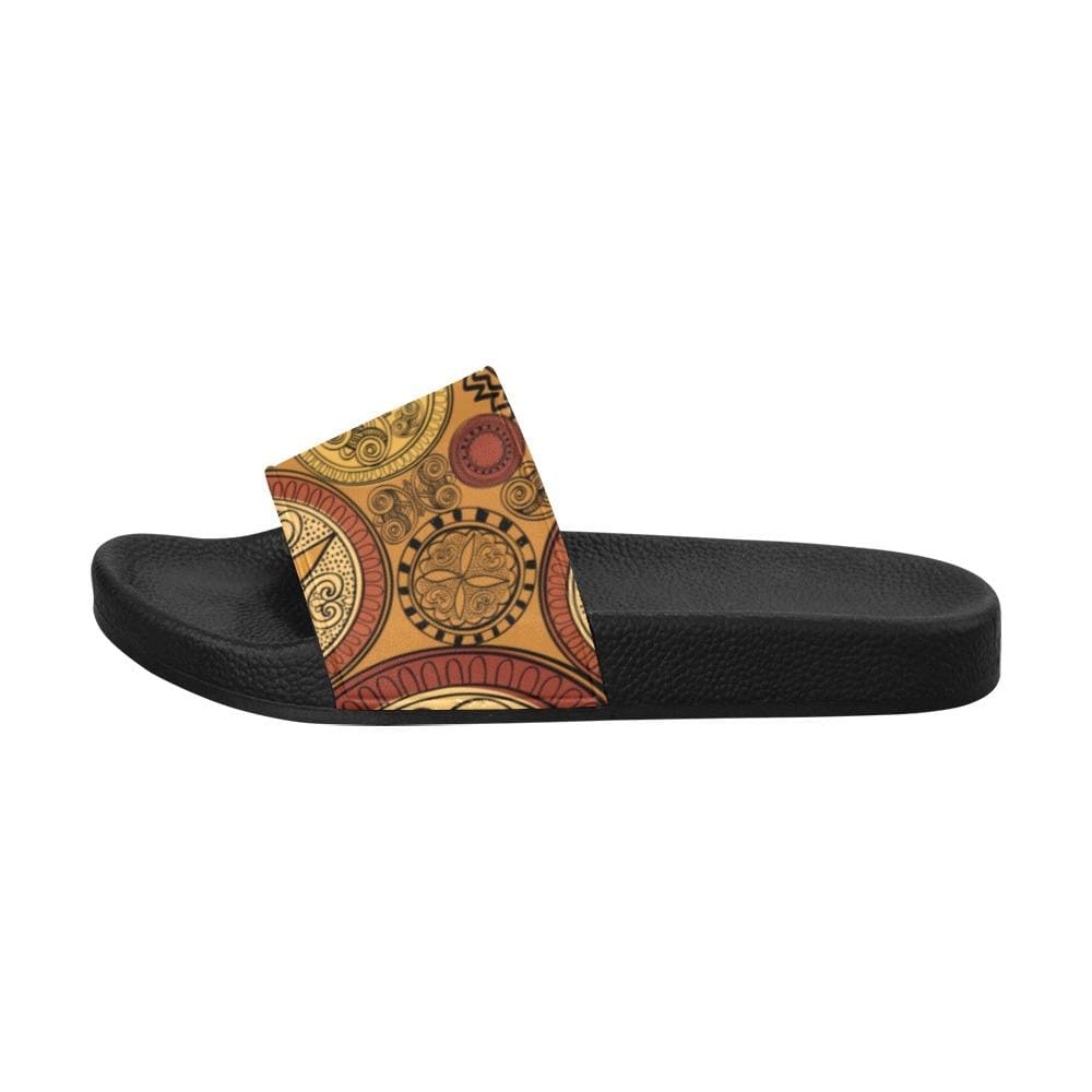 Mens Slide Sandals, Brown Paisley Print