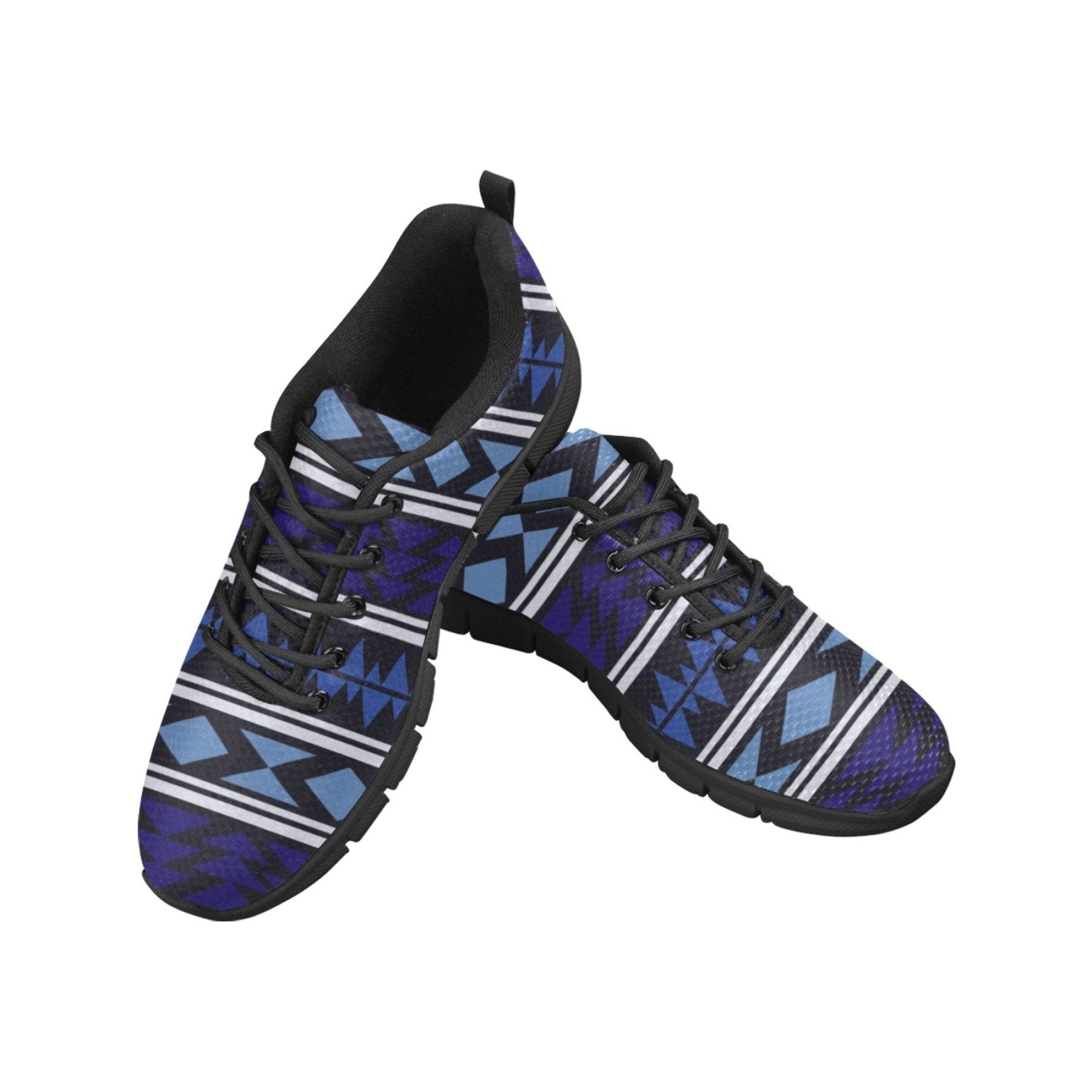 Womens Sneakers, Blue Aztec Print Running Shoes