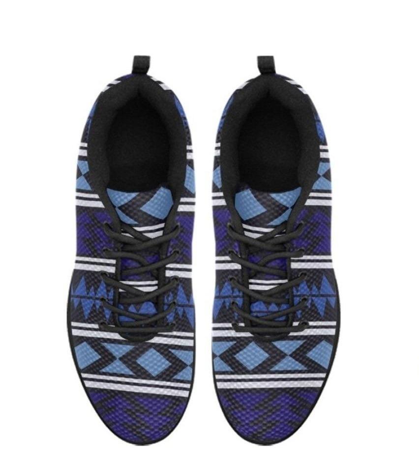 Womens Sneakers, Blue Aztec Print Running Shoes