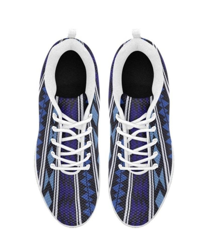 Womens Sneakers, Blue Aztec Print Running Shoes