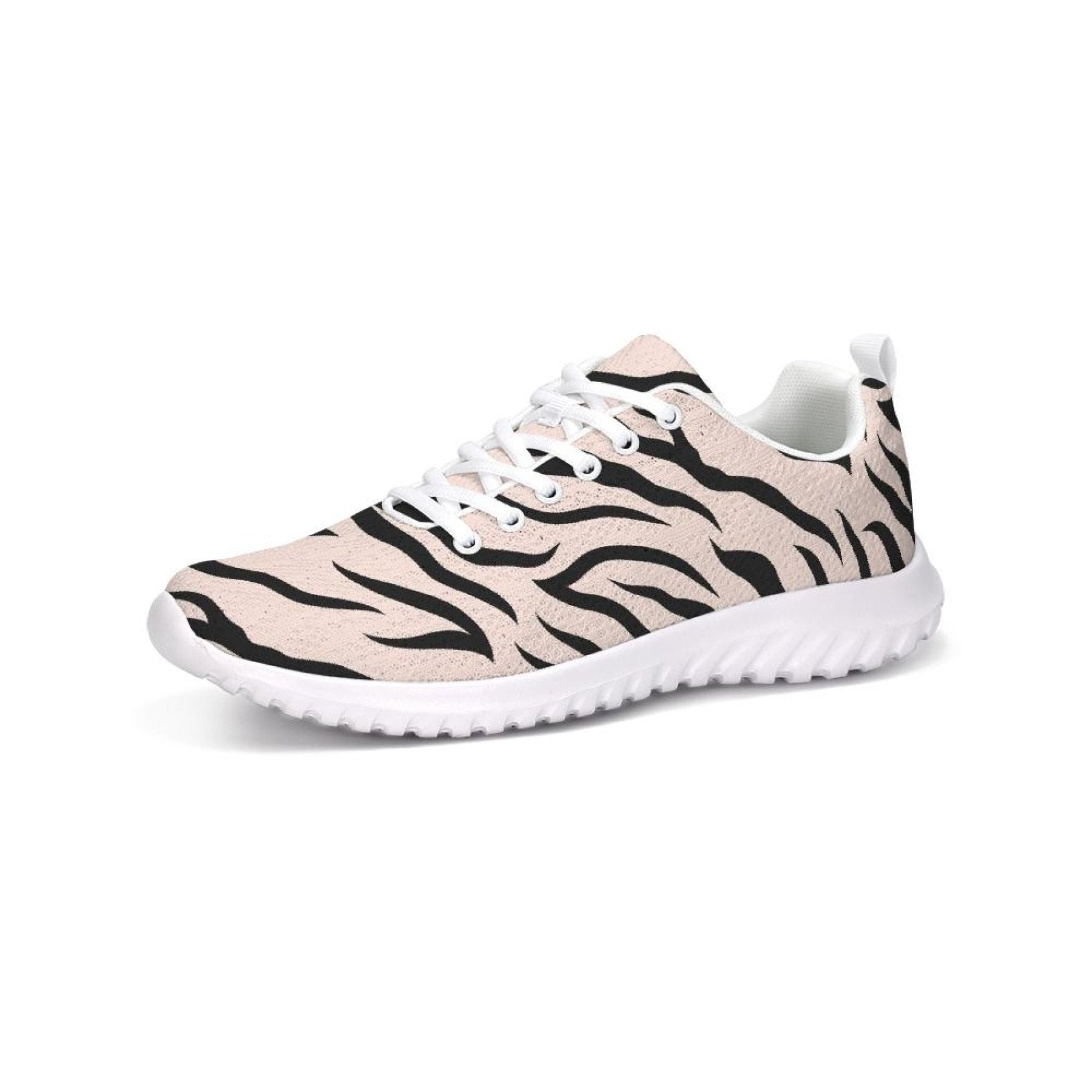 Womens Sneakers - Pink and Black Zebra Stripe Canvas Sports Shoes /