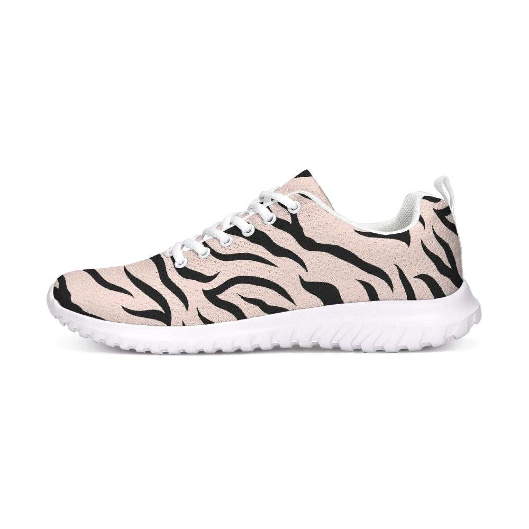 Womens Sneakers - Pink and Black Zebra Stripe Canvas Sports Shoes /