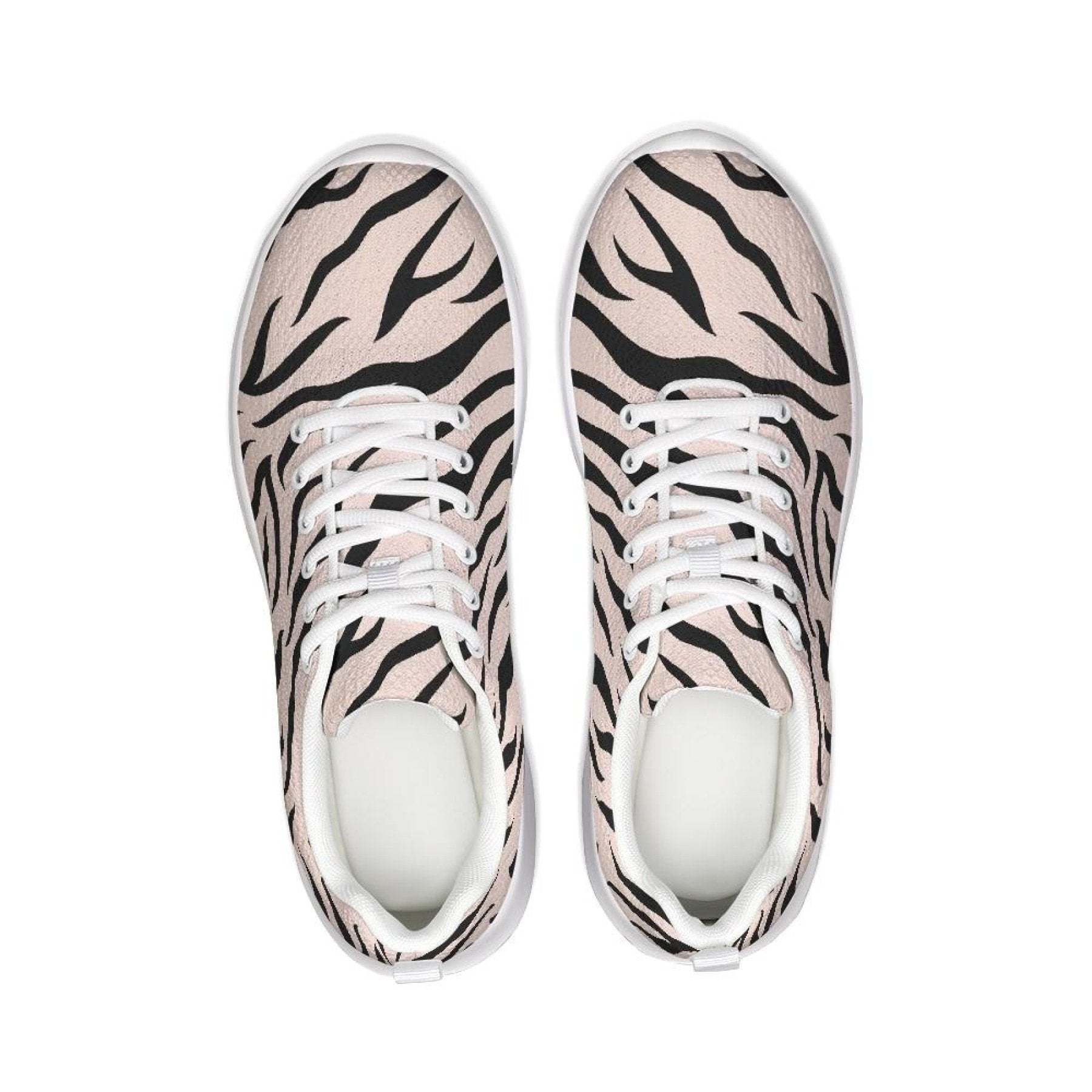 Womens Sneakers - Pink and Black Zebra Stripe Canvas Sports Shoes /