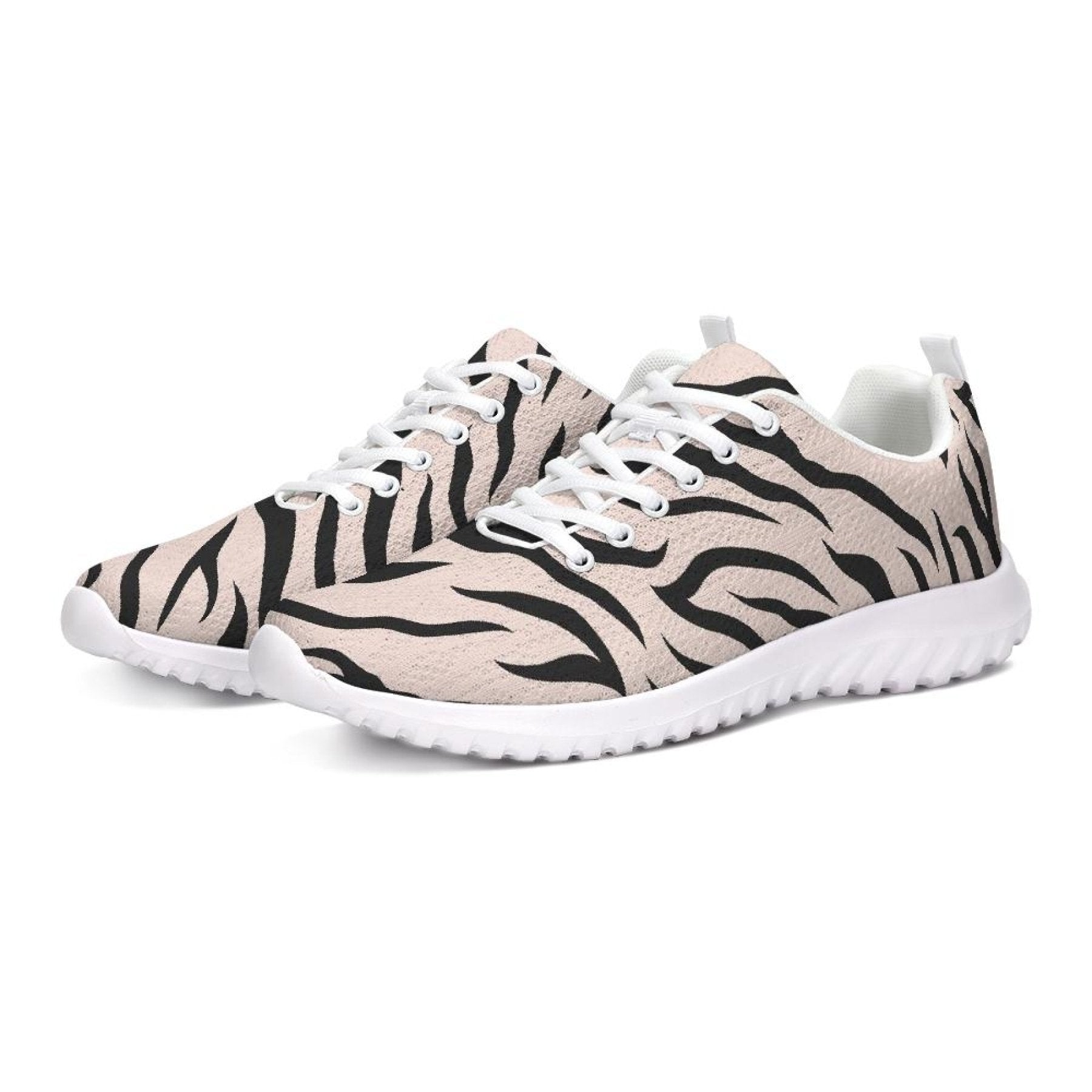 Womens Sneakers - Pink and Black Zebra Stripe Canvas Sports Shoes /