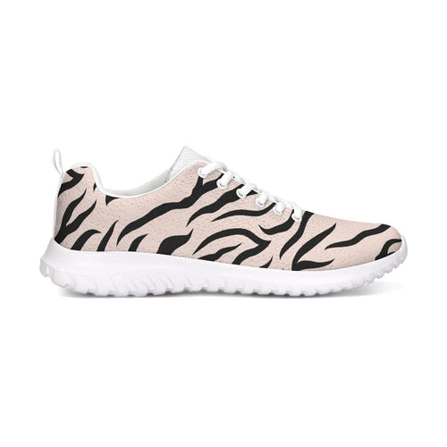 Womens Sneakers - Pink and Black Zebra Stripe Canvas Sports Shoes /