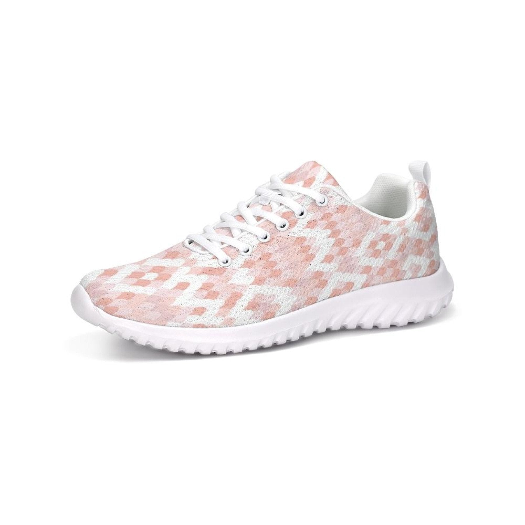 Womens Sneakers, Pink & White Low Top Canvas Running Shoes